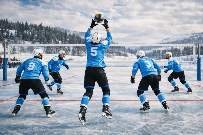 Trénink ledního volejbalu