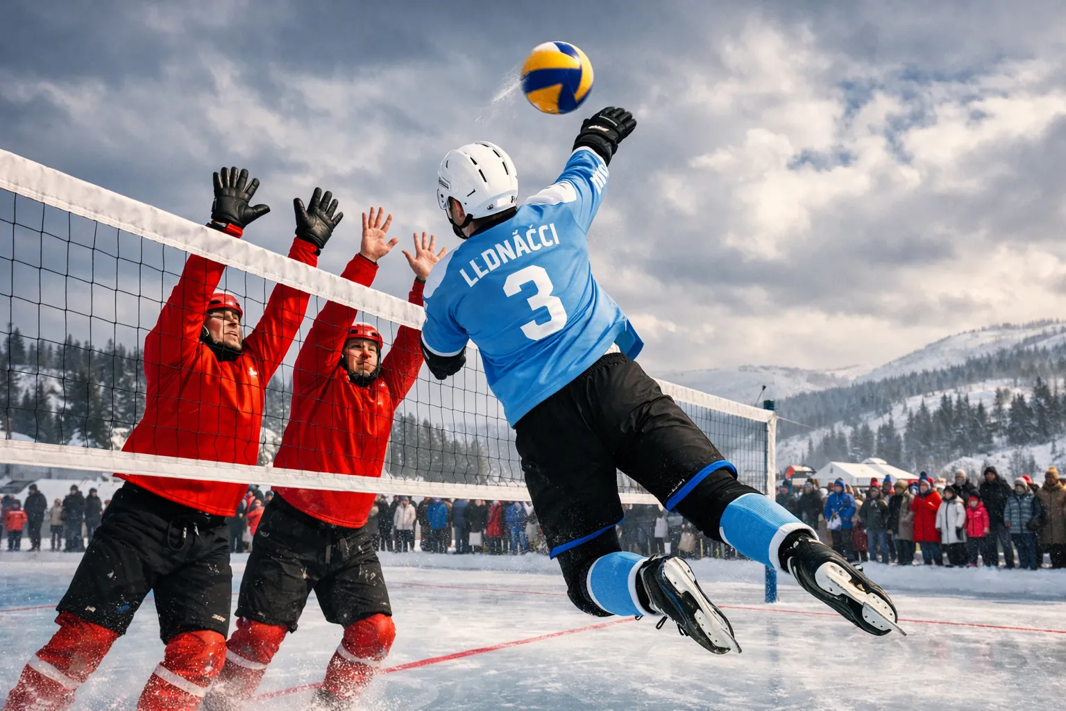 Lední volejbal v akci